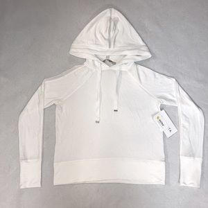 White cropped athletic hoodie